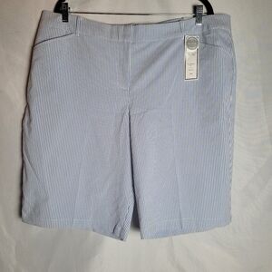NWT Charter Club Blue White Seersucker Nautical Beachy Classic Fit Bermuda Short